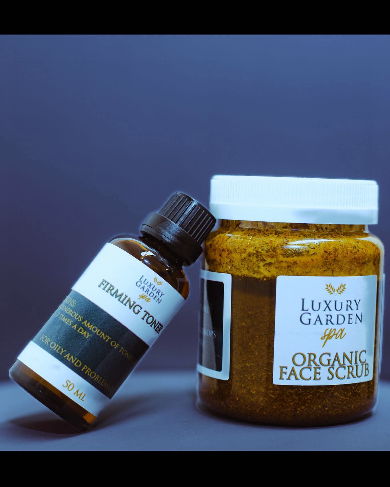 Luxury Garden Firming Toner and Organic Face Scrub